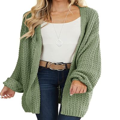Maroway Long Sleeve Lightweight Cardigan Sweater for Women Green