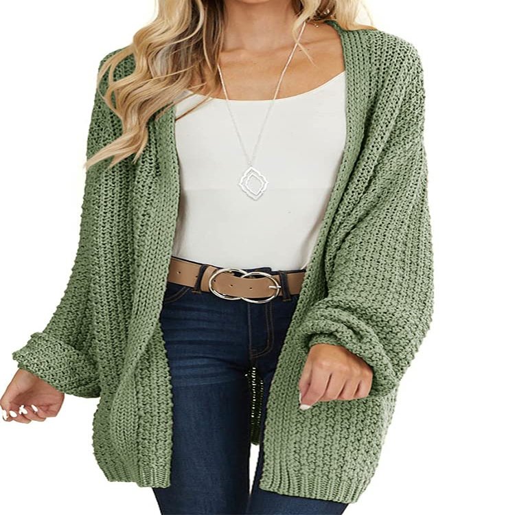 Maroway Long Sleeve Lightweight Cardigan Sweater for Women Green
