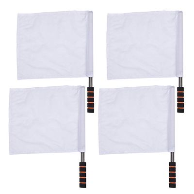 4pcs Sports Referee Flags Linesman Flags Stainless Steel Pole Hand Sports for Soccer Volleyball Match (White)