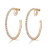 LAXPICOL Fashion Sparkly Austrian Circle Hoop Earrings Clip On Earrings For Women No Piercing Earrrings Golden Tone 1.96"*1.96" view 1