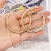 LAXPICOL Fashion Sparkly Austrian Circle Hoop Earrings Clip On Earrings For Women No Piercing Earrrings Golden Tone 1.96"*1.96" view 4