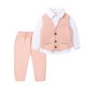 Mud Kingdom Toddler Boys Suits for Weddings White Shirts, Vest and Pants Clothes Sets Pink 4T view 1