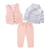 Mud Kingdom Toddler Boys Suits for Weddings White Shirts, Vest and Pants Clothes Sets Pink 4T view 2