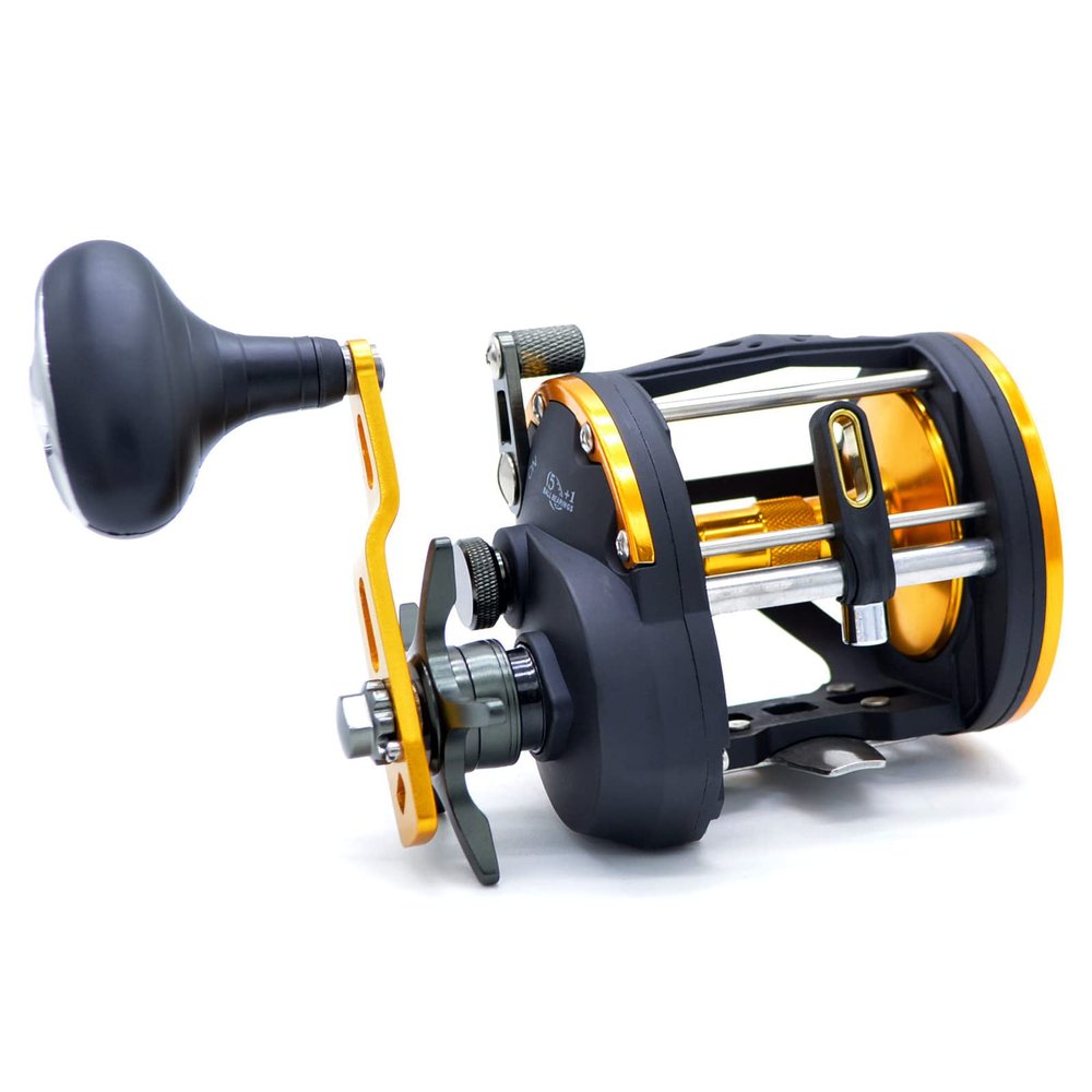 CAMEKOON Level Wind Trolling Fishing Reel, Round Baitcasting Reel, Right Hand, Graphite Body, Star Drag Saltwater Casting Reel
