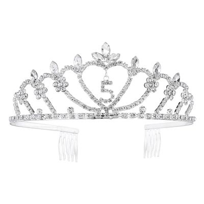 Lurrose 5th Birthday Crown: 5th Birthday Tiara for Girls - 5 Year Old Tiara