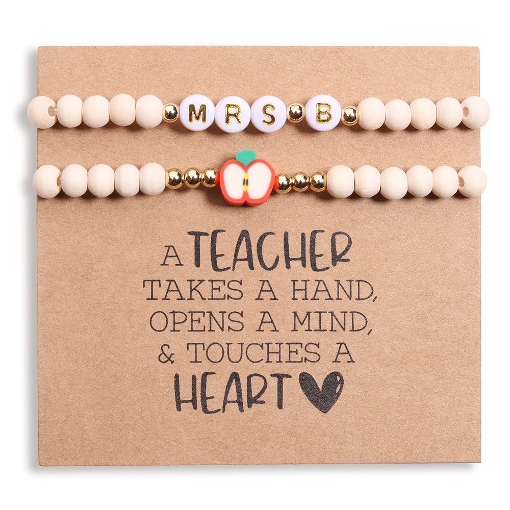 Teacher Gifts Christmas Teacher Appreciation Gifts in Bulk Personalized Best Teachers Bracelet Gift for Women End of The Year Cool Thank you Present Jewlery Teachers Must Haves (Mrs-B)