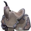 Double T 13" Rough Out Barrel Style Saddle with Cheetah Printed Inlay view 2
