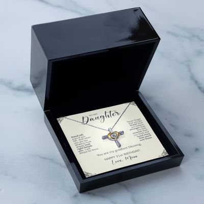 Cross Dancing Necklace Luxury Box 31st Birthday Daughter, to Daughter from Mom, Religious Gift for Daughter from Mom, Mother Daughter Gift, Heart Cr