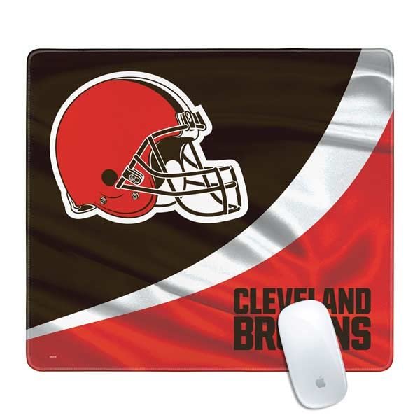 Skinit Medium Gaming Mouse Pad - Officially Licensed Cleveland Browns Design with Stitched Edges, Waterproof, Non-Slip Rubber Base, Desk Mat for Keyboard & Mouse, 17.7" x 15.75" inches