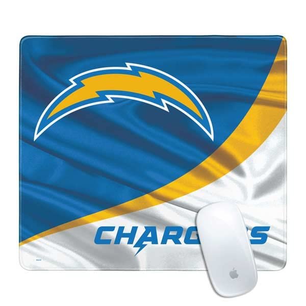 Skinit Small Gaming Mouse Pad - Officially Licensed Los Angeles Chargers Design with Stitched Edges, Waterproof, Non-Slip Rubber Base, Desk Mat for Keyboard & Mouse, 12.6" x 11" inches