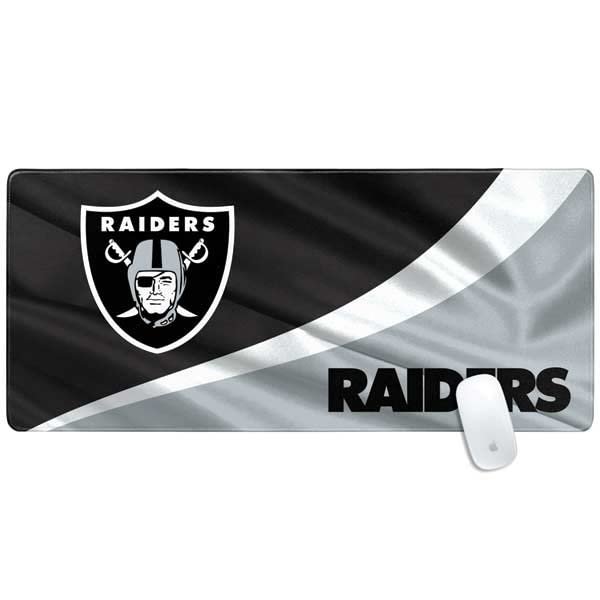Skinit Extra Large Gaming Mouse Pad - Officially Licensed Las Vegas Raiders Design with Stitched Edges, Waterproof, Non-Slip Rubber Base, Desk Mat for Keyboard & Mouse, 35.75" x 15.4" inches