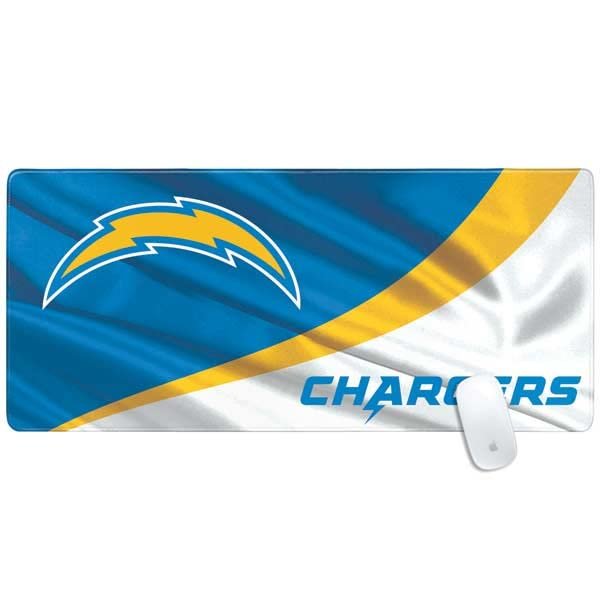 Skinit Extra Large Gaming Mouse Pad - Officially Licensed Los Angeles Chargers Design with Stitched Edges, Waterproof, Non-Slip Rubber Base, Desk Mat for Keyboard & Mouse, 35.75" x 15.4" inches