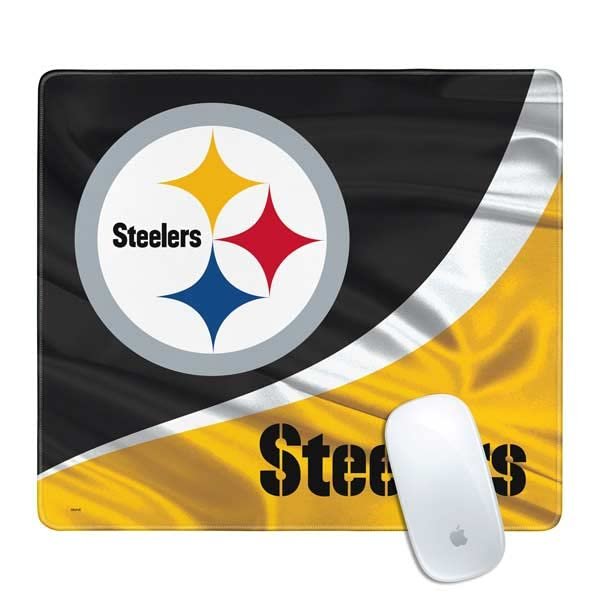 Skinit Small Gaming Mouse Pad - Officially Licensed Pittsburgh Steelers Design with Stitched Edges, Waterproof, Non-Slip Rubber Base, Desk Mat for Keyboard & Mouse, 12.6" x 11" inches