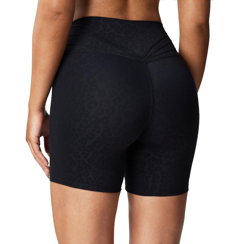 Aoxjox Trinity Workout Biker Shorts for Women Tummy Control High Waisted Exercise Athletic Gym Running Yoga Short 6" (Black Leopard Print, X-Large)