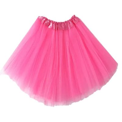 Kids Tutu Skirts 3 Layered Tulle, Fit Most 2-8 yrs Little Girls for Dance Party Costume (#08 Pink, 1)