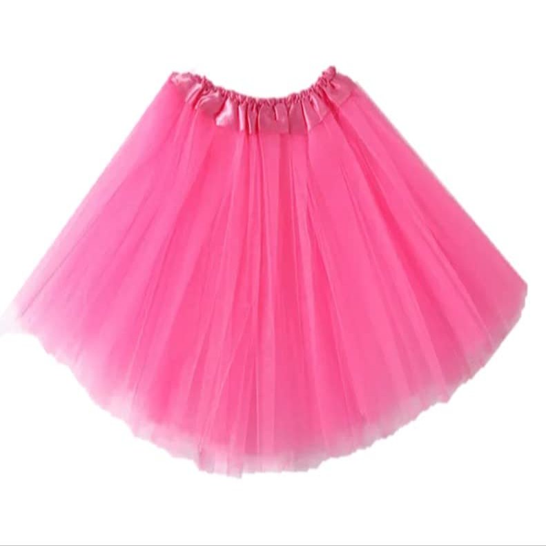 Kids Tutu Skirts 3 Layered Tulle, Fit Most 2-8 yrs Little Girls for Dance Party Costume (#08 Pink, 1)