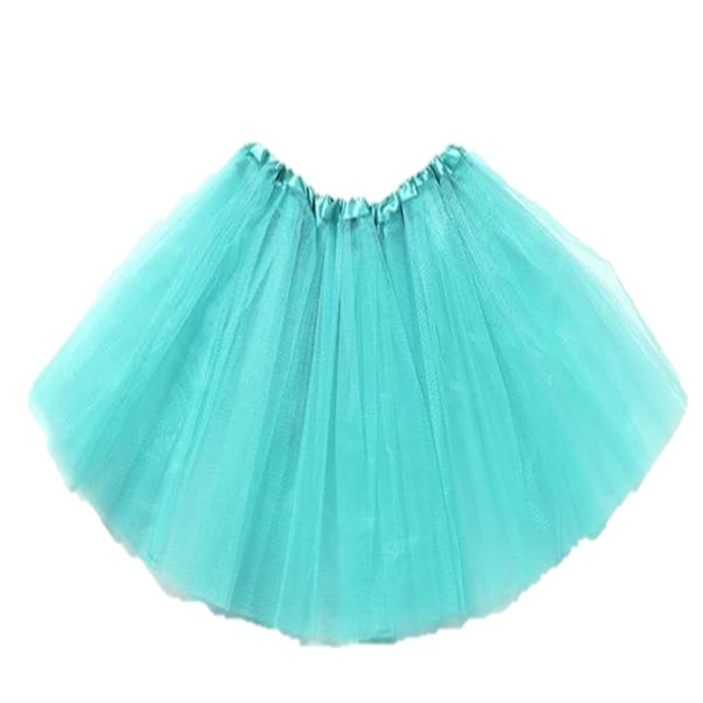 Kids Tutu Skirts 3 Layered Tulle, Fit Most 2-8 yrs Little Girls for Dance Party Costume (#25 Aqua Blue, 1)