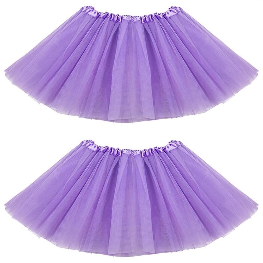 Kids Tutu Skirts 3 Layered Tulle, Fit Most 2-8 yrs Little Girls for Dance Party Costume (#06 Lavender, 2)