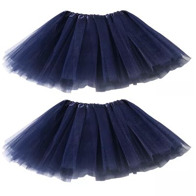 Kids Tutu Skirts 3 Layered Tulle, Fit Most 2-8 yrs Little Girls for Dance Party Costume (#16 Navy Blue, 2)
