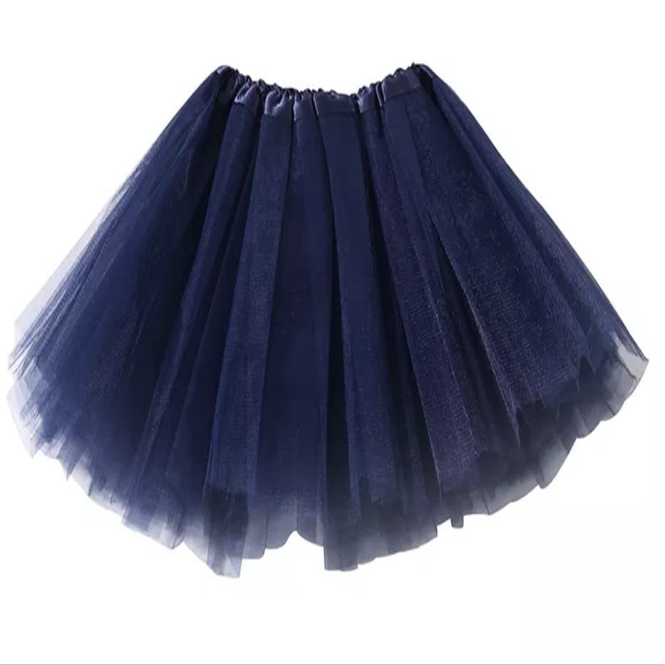 Kids Tutu Skirts 3 Layered Tulle, Fit Most 2-8 yrs Little Girls for Dance Party Costume (#16 Navy Blue, 1)