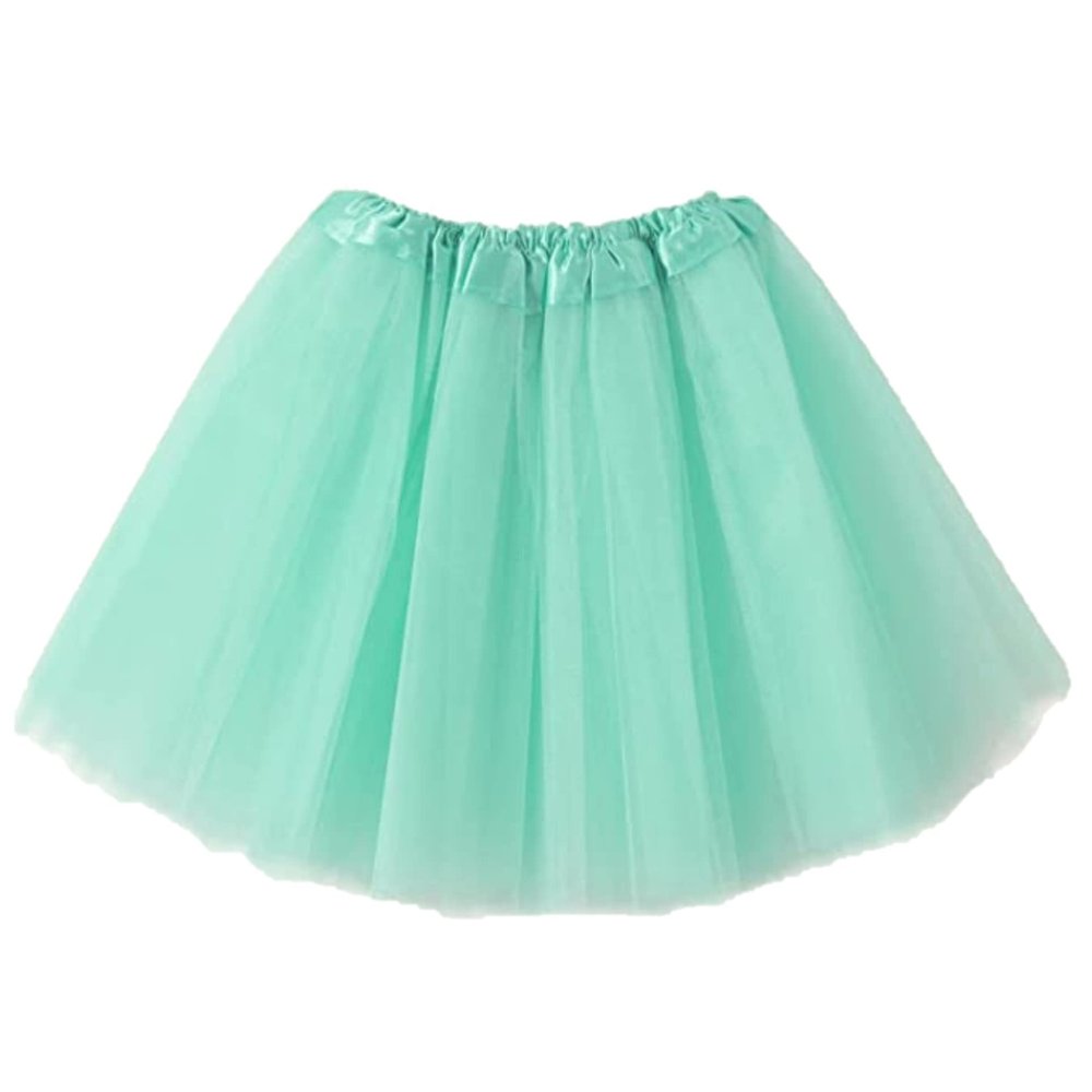 Kids Tutu Skirts 3 Layered Tulle, Fit Most 2-8 yrs Little Girls for Dance Party Costume (#19 Light Teal, 1)