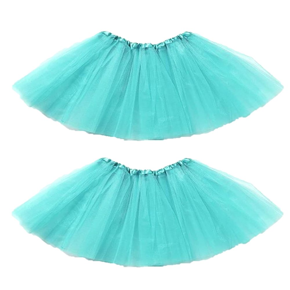 Kids Tutu Skirts 3 Layered Tulle, Fit Most 2-8 yrs Little Girls for Dance Party Costume (#25 Aqua Blue, 2)