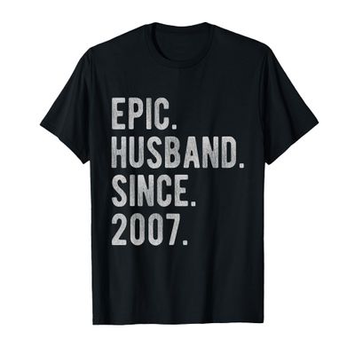 18th Wedding Anniversary For Him - Epic Husband Since 2007 T-Shirt