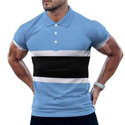 BAIKUTOUAN Flag of Botswana Men's Polo-Shirts Short Sleeve Golf Tees Outdoor Sport Tennis Tops L
