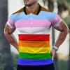 BAIKUTOUAN LGBT Rainbow Transgender Pride Flag Men's T Shirt Short Sleeve Casual Polo-Shirt Tee Shirts Top M view 2