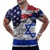 BAIKUTOUAN USA and Israel on A Cracked Men's Polo-Shirts Short Sleeve Golf Tees Outdoor Sport Tennis Tops 3XL view 1