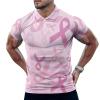BAIKUTOUAN Pink Ribbon Breast Cancer Awareness Men's Polo-Shirts Short Sleeve Golf Tees Outdoor Sport Tennis Tops 5XL view 1