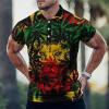 BAIKUTOUAN Jamaica Rasta Lion Men's T Shirt Short Sleeve Casual Polo-Shirt Tee Shirts Top XL view 2