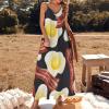 BAIKUTOUAN Fried Eggs and Bacon Women's Summer Strapless Dress Sundresses V-Neck Sleeveless Long view 2