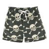 Aflyko Halloween Boys' Board Shorts White Pirate Skull Little Kid Swim Trunk Girls Swimwear All Day Shorts view 1