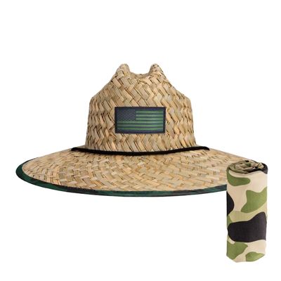 DAG Gear Printed Pattern Straw with UV Face Shield Neck Gaiter Included (Green Camo USA)