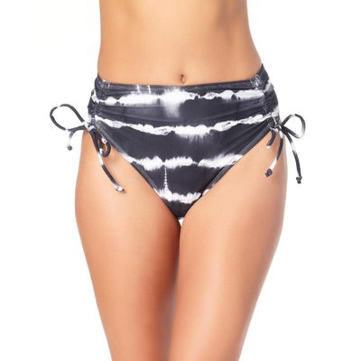 California Waves Womens Tie-Dye High Waist Swim Bottom Separates B/W S Black