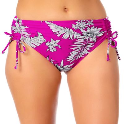 California Waves Women's Multi Color Floral Stretch Lined Moderate Coverage Side Tie Swimsuit Bottom XS Pink