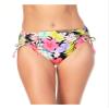 California Waves Women's Multi Color Tropical Print Stretch Cinch Tie Details Moderate Coverage High Waisted Swimsuit Bottom L view 1