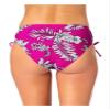 California Waves Juniors High Waist Cinch Tie Sides Bikini Swimsuit Bottoms Pink White Medium view 2