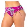 California Waves Juniors High Waist Cinch Tie Sides Bikini Swimsuit Bottoms Pink White Medium view 3