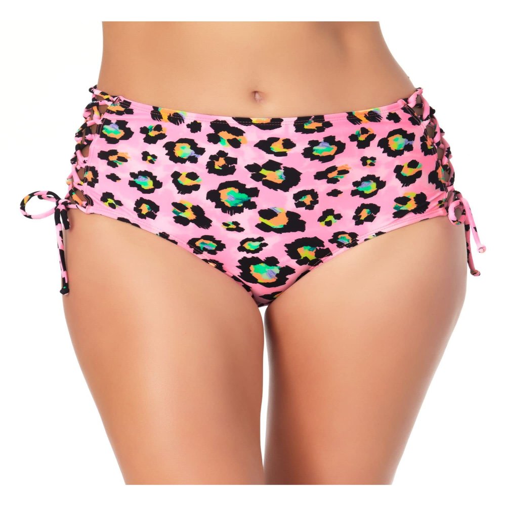 California Waves Womens Juniors Animal Print Swim Bottom Separates Pink M