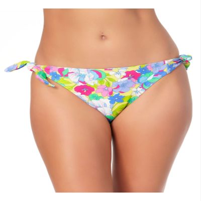 California Waves Womens Floral Print Side Tide Swim Bottom Separates Purple Large