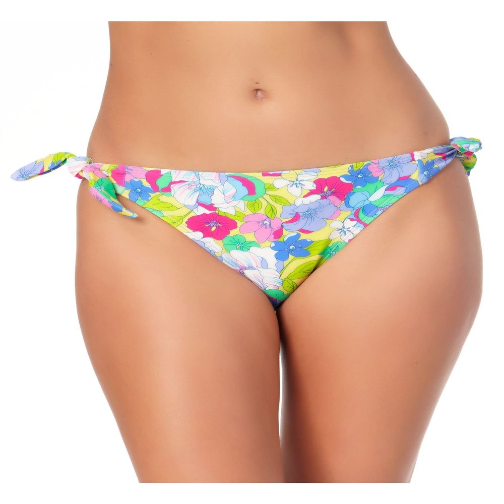 California Waves Womens Floral Print Side Tide Swim Bottom Separates Purple Large