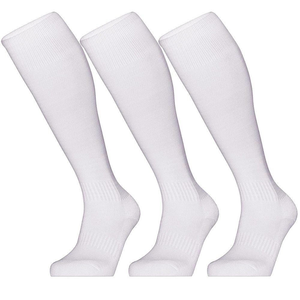 GRAPMKTG 3 Pack Softball Soccer Baseball Socks for Youth Men and Women Football Knee High Socks for Kids Adult Tube Socks for Boys Girls White Large