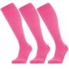 GRAPMKTG 3 Pack Softball Soccer Baseball Socks for Youth Men and Women Football Knee High Socks for Kids Adult Tube Socks for Boys Girls Pink Small view 1