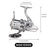 HAUT TON Spinning Reel 8000/9000/10000/12000/14000,6+1BB Metal Surf Fishing Reels,4.8:1 Gear Ratio 55lbs Drag Heavy Long Casting Inshore Saltwater Monster Fish (HT-NGK, 10000) view 2