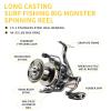 HAUT TON Spinning Reel 8000/9000/10000/12000/14000,6+1BB Metal Surf Fishing Reels,4.8:1 Gear Ratio 55lbs Drag Heavy Long Casting Inshore Saltwater Monster Fish (HT-NGK, 10000) view 4