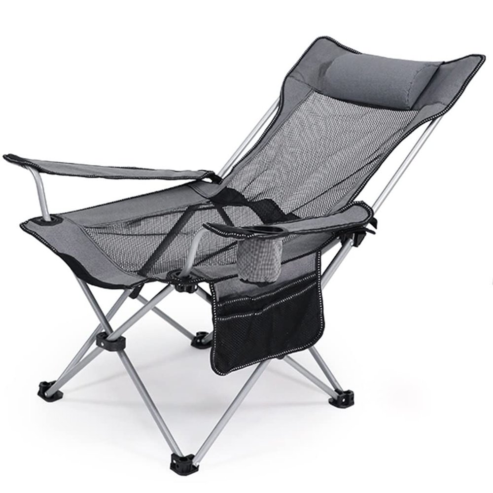 Camping Chair Camping Chair Recliner Lightweight Wear-Resistant Leisure Beach Chair, Easy Carry Fishing Chair with Cup Holder, Office Lunch Break Lounger with Legrest, 4 Styles