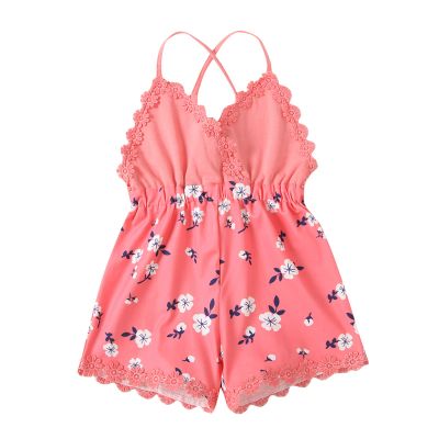 AnFeng Baby Girl Pineapple Clothes Romper Backless Suspender Jumpsuit Printed Toddler Ruffles Girls Floral (Pink, 2-3 Years)