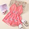 AnFeng Baby Girl Pineapple Clothes Romper Backless Suspender Jumpsuit Printed Toddler Ruffles Girls Floral (Pink, 2-3 Years) view 3